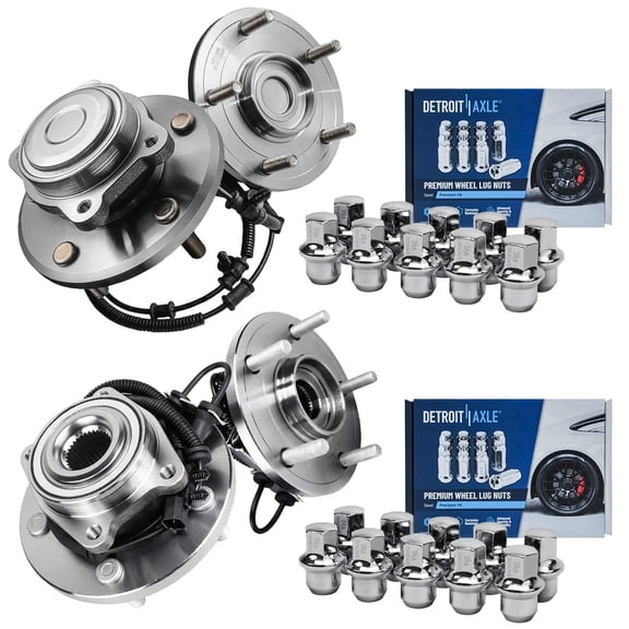 Detroit Axle - 24pc Wheel Bearing Hubs Kit for 2008-2011 Dodge Grand Caravan, 2008-2011 Chrysler Town & Country, 2009-2011 VW Routan, 4 Front and Rear Wheel Bearing & Hubs 20 Lug Nuts Replacement