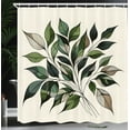 thumbnail image 3 of Ambesonne Boho Shower Curtain, Modern Bohemian Jungle Leaves, 69"Wx75"L, Fern Green Warm Taupe, 3 of 4