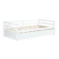 thumbnail image 2 of Costway Twin Size Trundle Daybed Wooden Slat Support Mattress Platform White, 2 of 10