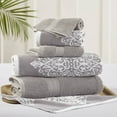 thumbnail image 1 of Amrapur Overseas Artesia Damas Ensemble d'Essuie-mains Jacquard Réversible en 6 Pièces (Gris), 1 of 5