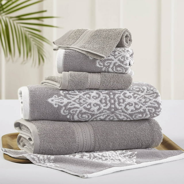 Amrapur Overseas Artesia Damas Ensemble d'Essuie-mains Jacquard Réversible en 6 Pièces (Gris)