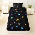thumbnail image 3 of Manfei Cartoon Colorful Planets Twin Sheets,Celestial Stars Bedding,Black,3pcs,1 Flat Sheet,1 Fitted Sheet and 1 Pillowcase, 3 of 6