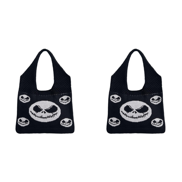 Bolso Hombro Tejido Halloween para Mujer Fiesta Sencillo Gran Capacidad (esqueleto)