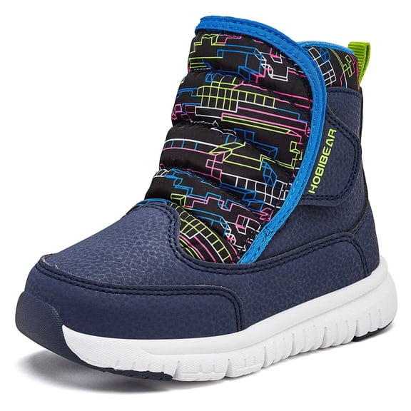 HOBIBEAR Toddler Boys Girls Snow Boots Winter Shoes Warm Lined Waterproof