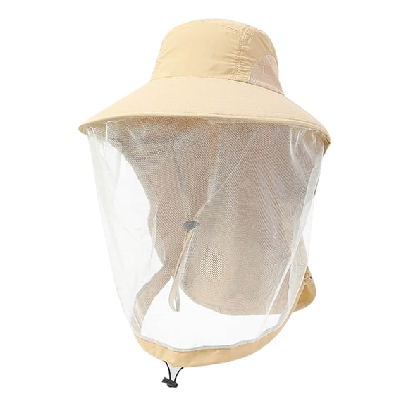 Beekeeping Veil Hat, Beekeeper Hunting Net Cap, Beekeepers Costume, Gnats Insect Bug Mosquito Mesh Hats for Men Women(Khaki)