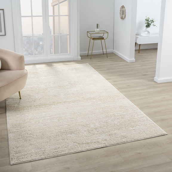 Contemporary Home Living 2.25' x 3.5' Geometric Rectangular Area Throw Rug - Cream and Gold