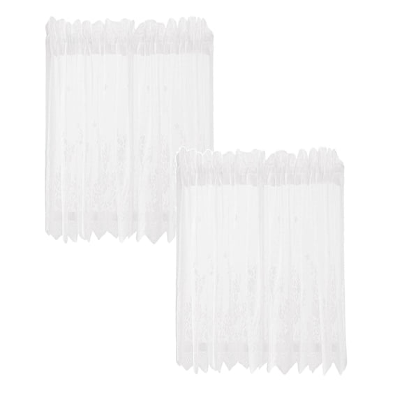 2Pcs Lace Floral Lace Curtains Kitchen Coffee Curtains Bedroom Rod Curtains Lace Short Curtains Lace Curtains 35 X 29 Inches 1Panels Curtain