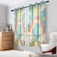 thumbnail image 2 of Yayeee Window Curtains Light Filtering 63"x52" Grommet Panel Pair Home Living Room Decor, Retro Beige Rainbow, 2 of 7