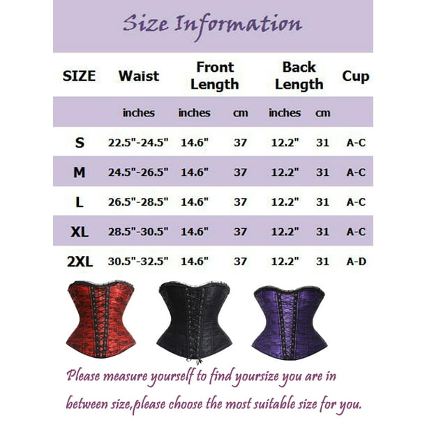 LELINTA Women's Lace Up Waist Training Corsets Gothic Spiral Steel Boned Corset  Bustier Top Corselet Red/Black/Purple 