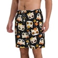 thumbnail image 2 of Kdxio Cat Skulls and Flowers Pattern Mens Casual Shorts - Drawstring Summer Beach Sports Shorts for Men, 2 of 9