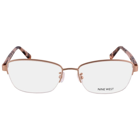 Nine West Ladies Rose Gold Tone Rectangular Eyeglass Frames NW1097X77058