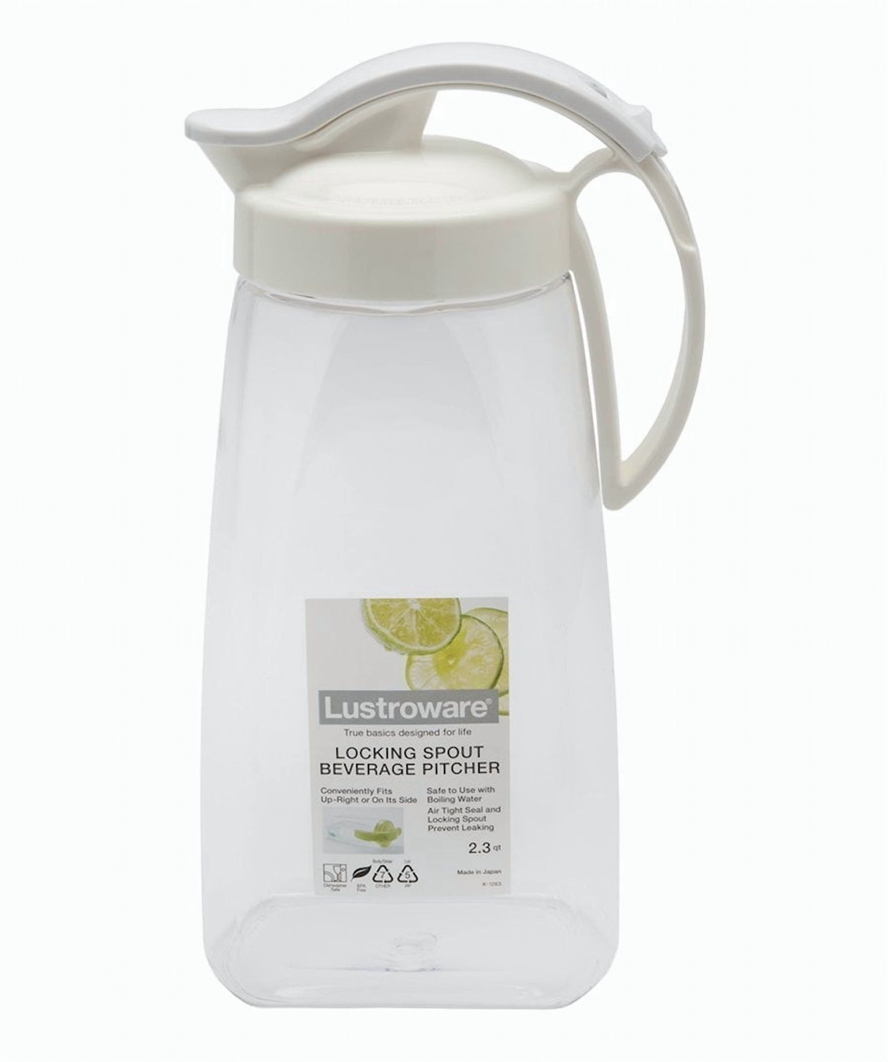 Lustroware Locking Spout Quick Pour Pitcher 2.3qt, White K1264AW
