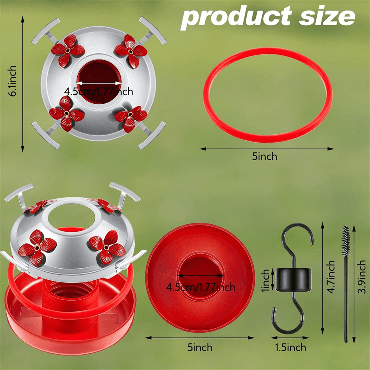 Hummingbird Feeder Bottom Base Replacement Parts Set Plastic Outdoors Hummingbird Feeder Bottom Moat Hook Brushes,1Set x Hummingbird Feeder Bottom Base Replacement Parts
