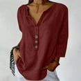 thumbnail image 2 of ZyeKqe Womens Summer 3/4 Sleeve Shirts Solid V Neck Blouses Lightweight Casual Comfy Tunic Tops, 2 of 7