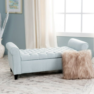 Buy Ultima Fabric Armed Indoor Storage Bench, Blue Online in Thailand