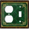 thumbnail image 4 of Metal Light Switch Plate Cover Elegant Victorian Floral Damask Frame Green FRA078, 4 of 13