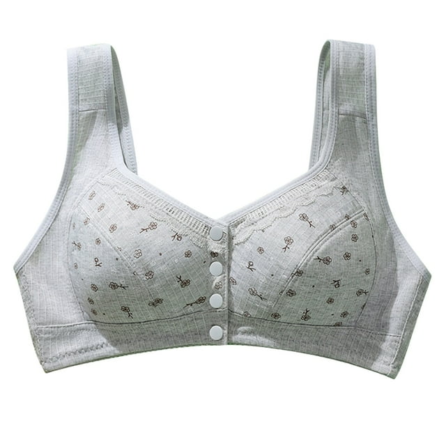 For Middle And Elderly Women Large Sized Pure Cotton Thin Frameless Lace Back Front Opening Bra For Mothers