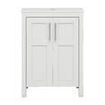 thumbnail image 5 of PULUOMIS 24 Inches Bathroom Vanity in White Finish with Glass Boat-Shaped Vessel Sink, Single Bathroom Vanity with Top, 2-Door Cabinet and 2 Drawers, 5 of 13