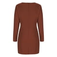 thumbnail image 5 of Cavosen Flowy Dresses for Women Short Brown Long Sleeve Mini Dress Wrap Boat Neck Knee Length Dress Solid Clubwear Casual Trendy Dress Party Vacation Fall Winter Clothes L, 5 of 6