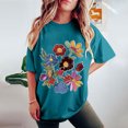 thumbnail image 5 of GaThRRgYP Blouse for Women Dressy Casual,Women's Fashion Summer Round Neck Drop Sleeves Leisure Short Sleeve Printing Blue XXL, 5 of 7