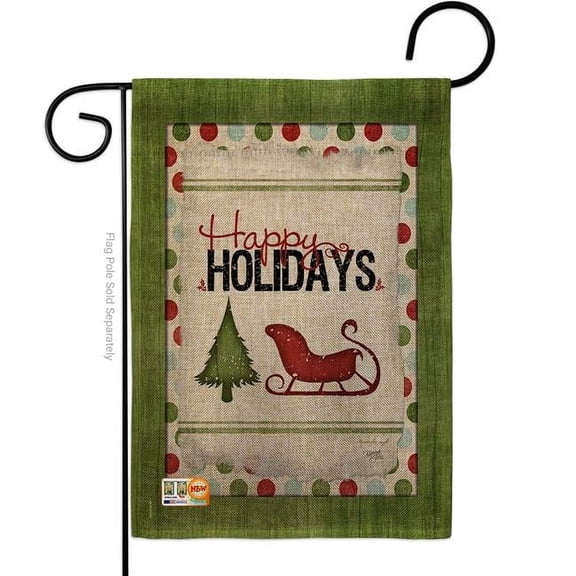 Breeze Decor BD-WT-G-114177-IP-DB-D-US18-SB 13 x 18.5 in. Classic Happy Holidays Burlap Winter Wonderland Impressions Decorative Vertical Double Sided Garden Flag