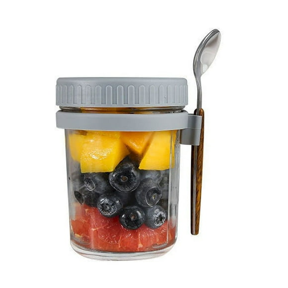 LQXZWJY 1 Pack Overnight Oats Containers with Lids and Spoons, 16 oz Glass Mason Jars with Airtight Lids, Overnight Oats Jars for Milk, Cereal, Fruit