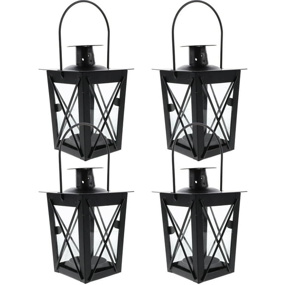 Jiandong Candlestick Lamp 4 Vintage Metal Lantern Tealight Holders for Wedding & Parties(3.54X2.17X6.69Inch)