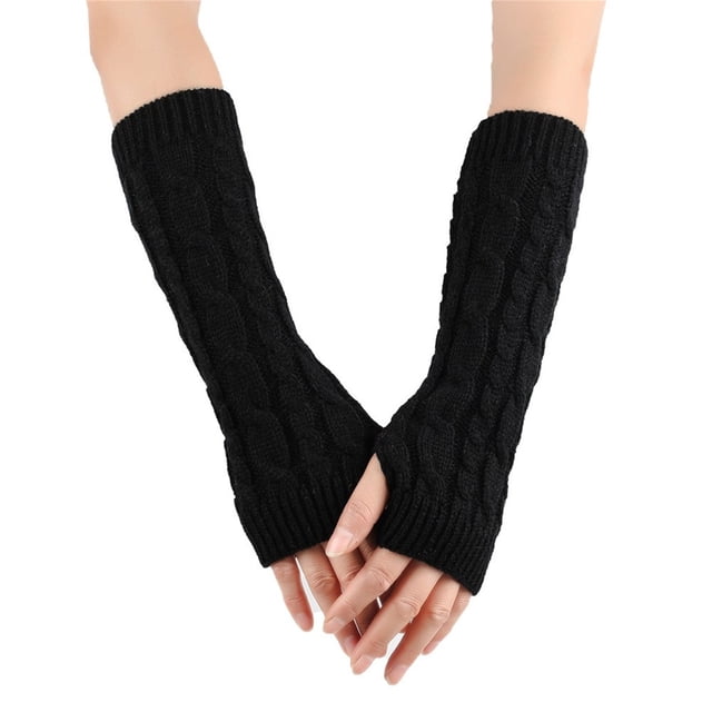 Gants d'Hiver en Laine Tricotée à Demi-Doigt pour Femmes