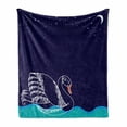 thumbnail image 1 of Swan Soft Flannel Fleece Blanket, Silhouette of Big Winged Swan Floating on Waves in Lake Dark Starry Night Graphic Art, Cozy Plush for Indoor and Outdoor Use, 70" x 90", White Blue, by Ambesonne, 1 of 6