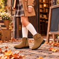 thumbnail image 2 of Xijirk Girls Suede Ankle Boots with Side Zipper and 3D Bow for Fall Outfits and Daily Wear,3-3.5 Years, 2 of 9