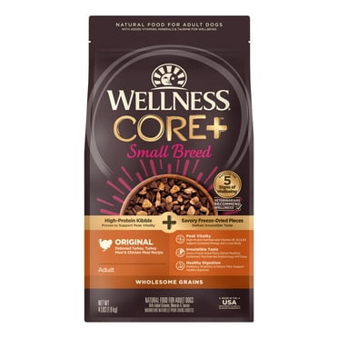Wellness CORE  (Formerly RawRev) Dry Dog Food with Freeze Dried Pieces, Small Breed, Wholesome Grains, High Protein, Natural, Original Turkey & Chicken Recipe, (4-Pound Bag)