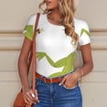 thumbnail image 4 of KLL Women 's Crew Neck Bodysuit Jumpsuits Hunting Frog Print Short onesies Stretch T Shirts, 4 of 5