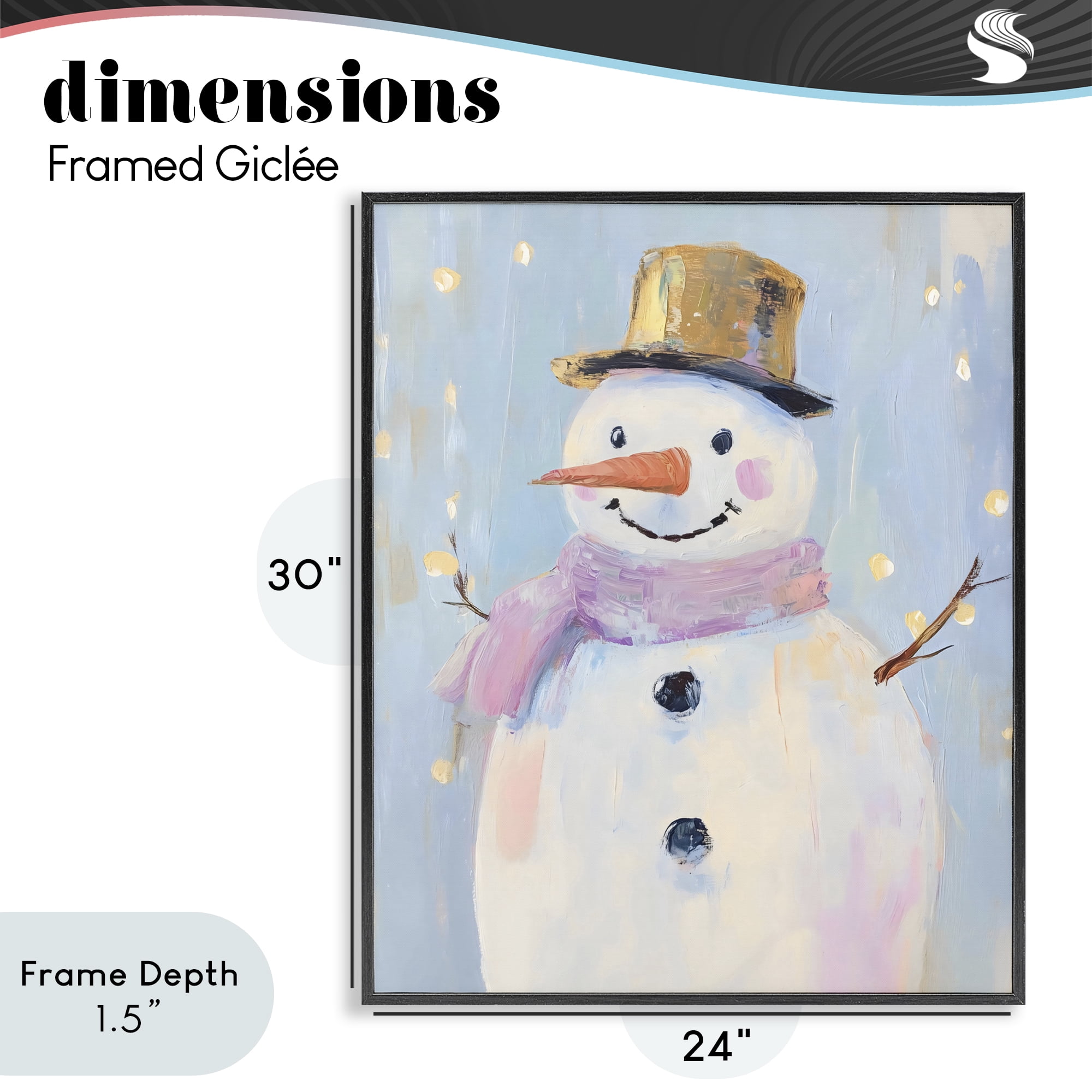 Stupell Industries Cheerful Pastel Snowman Black Framed Giclee Art, design by The Prints Vibe