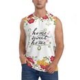 thumbnail image 3 of Uemuo Home Sweet Home Floral Pattern Men's Sleeveless T-Shirt,Muscle Athletic Tank Top, Moisture-wicking Quick-dry Breathable Classic Tee Top for Gym Run Outdoor Sports-, 3 of 8