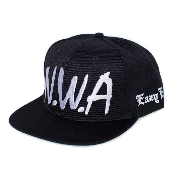 N.W.A Old School Flat Brim Embroidered Hat Unisex Adult Black NWA Cap