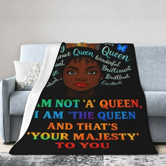 Queen Power African Women Flannel Blanket for Adults – Cozy Throw for Sofa Bed or Office Use for All Seasons 50x40