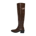 thumbnail image 6 of Rokment Womens Slouchy Thigh High Boots Fashion Winter Fall Leather Pointed Toe Chunky Mid Heel Wide Calf over The Knee Dress Tall Boots Brown Size 6, 6 of 8