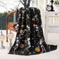 thumbnail image 2 of Black Halloween Dancing Skeletons Blanket,Comfortable Soft Flannel Throw Blanket,All Season,Warm Lightweight Blankets for Sofa Bed Couch Living Room Chair,40"x50", 2 of 4