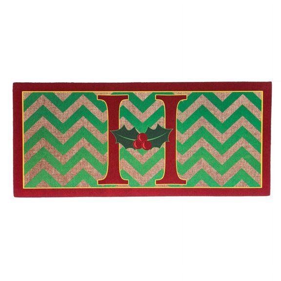 Evergreen Floor Mat Sassafras Switch Mat Holly Monogram H, 22'' x 10'' inches