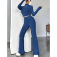 thumbnail image 6 of Womens Lounge Set Cute Long Sleeve Pajama Sets Casual 2 Piece Pj Outfit Fall Sleepwear Blue XS, 6 of 8