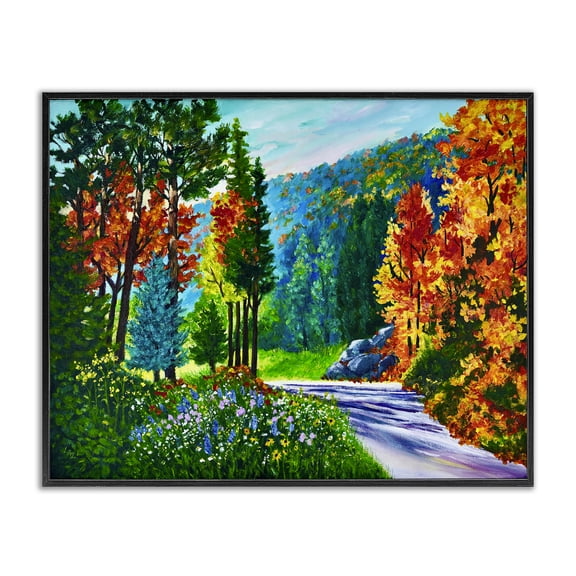 Stupell Industries Cottage Sunlit Autumn Woodland Pathway Black Framed Giclee Art, 14 x 11, by Lee Ann Zirbes