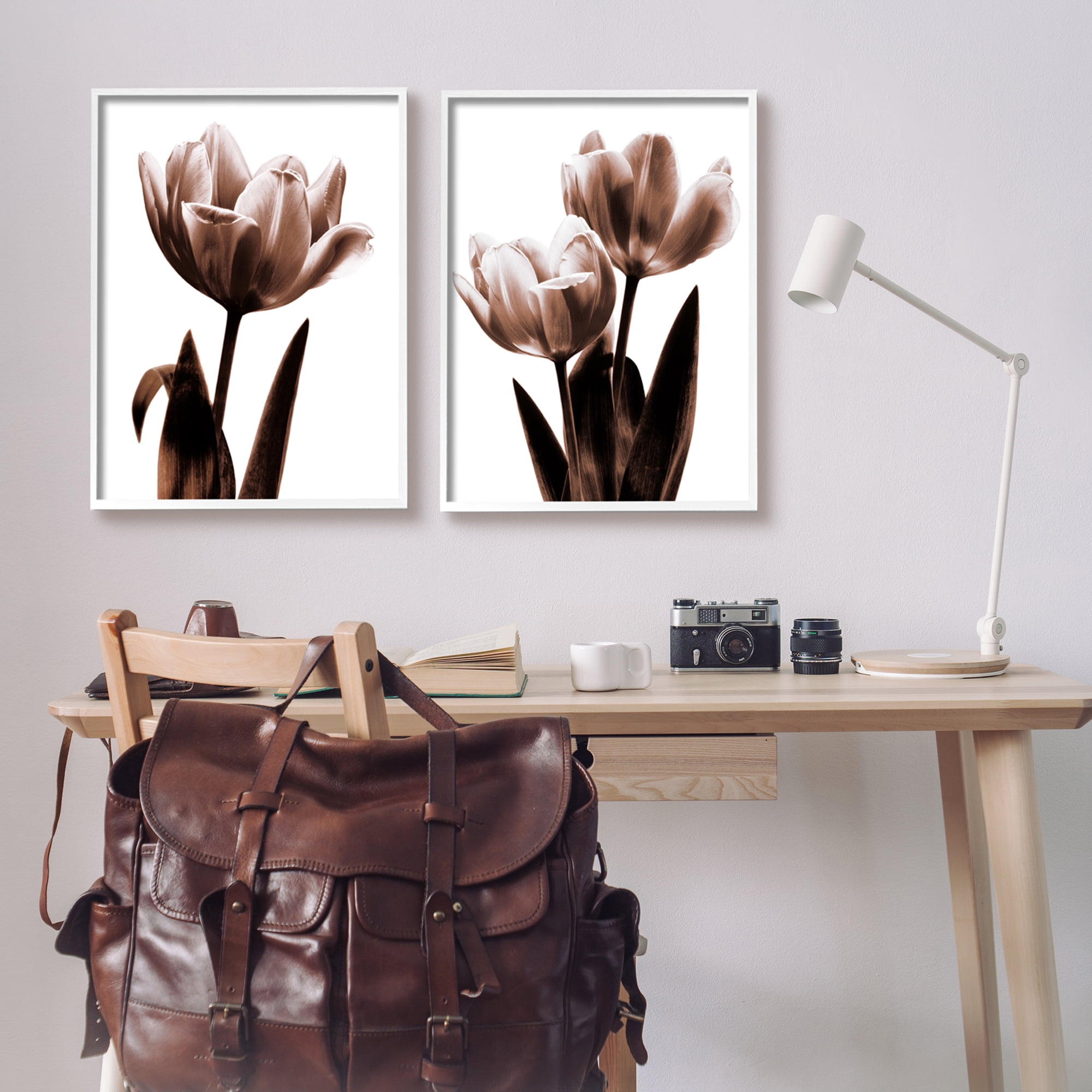 Stupell Industries Modern Tulip Silhouettes Botanical & Floral Photography White Framed Art Print Wall Art, 24 x 30, Set of 2