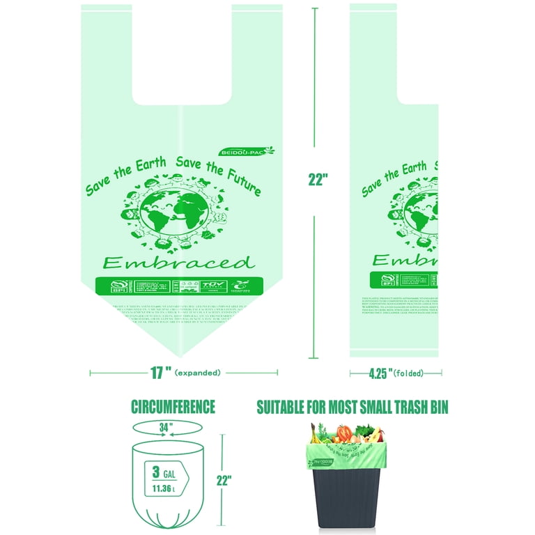 BEIDOU-PAC Compostable Trash Bags, 3 Gallon, 100 Count photo 2