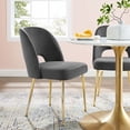 thumbnail image 2 of Contemporary Modern Urban Designer Dining Kitchen Room Side Chair, Velvet Fabric Metal Steel, Gold Grey Gray, 2 of 8