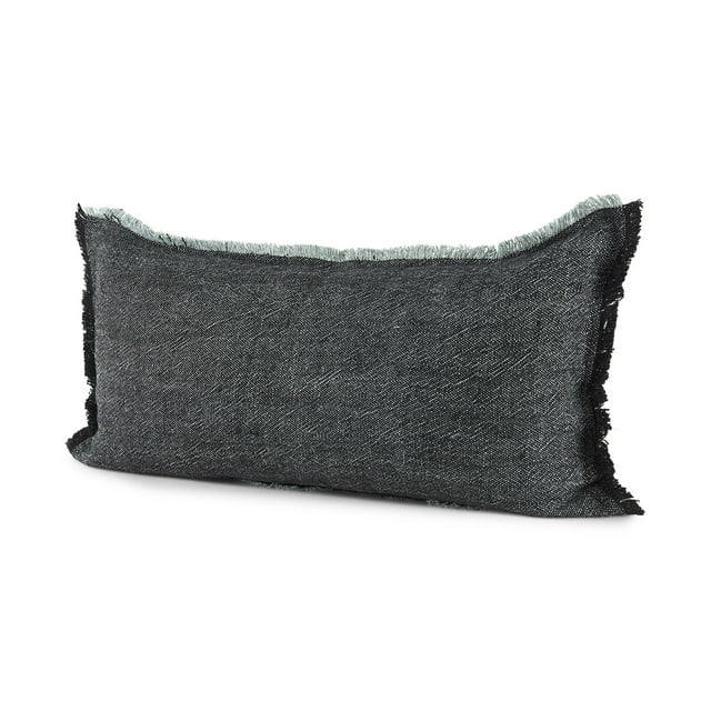 homeroots Décoration Intérieure 392301 Housse de Coussin Lombaire à Franges Gris Foncé