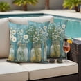 thumbnail image 4 of Daisy Flower Outdoor Waterproof Pillow Covers, Vintage Floral Oil Painting Modern Wood Decorative Square Throw Pillowcase Sofa Cushion Sham for Patio/Couch/Chair, 18"x18" 2 Pack, 4 of 8