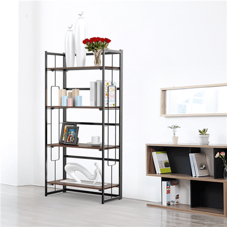 Yaheetech 4 Tiers Folding Bookshelf Mental Bookcase Display Shelf