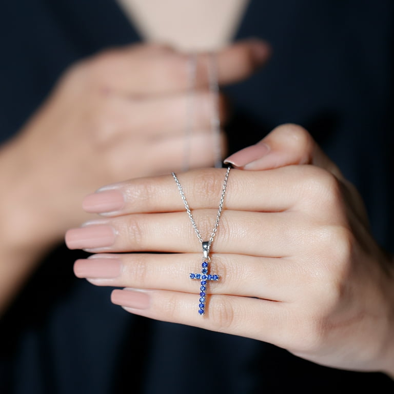 Sapphire cross necklace deals