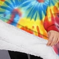 thumbnail image 3 of Oversized Wearable Blanket Hoodie,Colorful Tie Dye Pattern Sherpa Blanket Hoodie with Super Pockets,Super Warm Fuzzy Pullover for Women & Men, 3 of 6