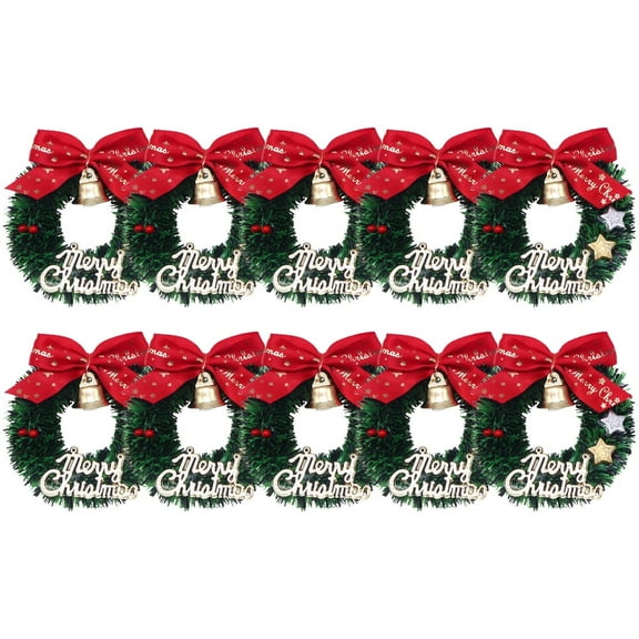 BOPORO 10pcs Mini Christmas Wreath Ornament Wreath Xmas Tree Hanging Mini Wreath